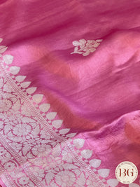 Mushroo banarasi kandhwa weaving pure silk handloom saree - Pink