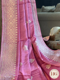 Mushroo banarasi kandhwa weaving pure silk handloom saree - Pink