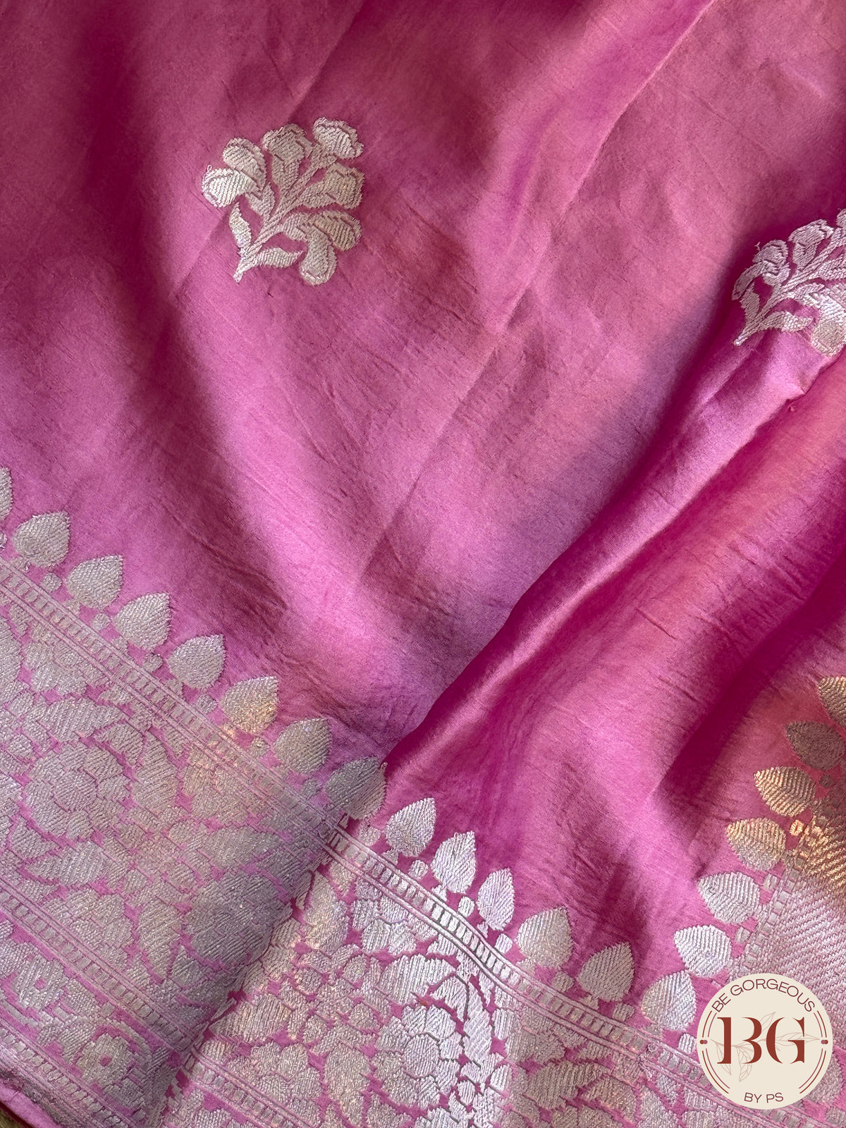 Mushroo banarasi kandhwa weaving pure silk handloom saree - Pink