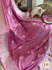 Mushroo banarasi kandhwa weaving pure silk handloom saree - Pink