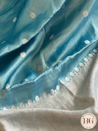 Mushroo banarasi kandhwa weaving pure silk handloom saree - Sky blue