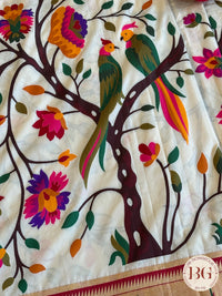 Paithani inspired woven saree on silk - white