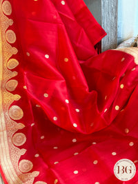 Banarasi Handloom Kora Organza Silk Saree - Silk mark certfied - Red