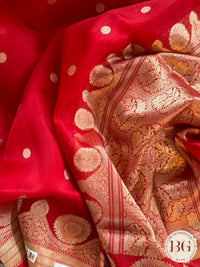 Banarasi Handloom Kora Organza Silk Saree - Silk mark certfied - Red