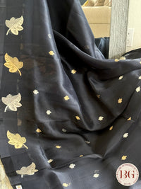 Banarasi Handloom Kora Organza Silk Saree - Silk mark certfied - Black