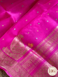 Banarasi Handloom Kora Organza Silk Saree - Silk mark certfied - Pink