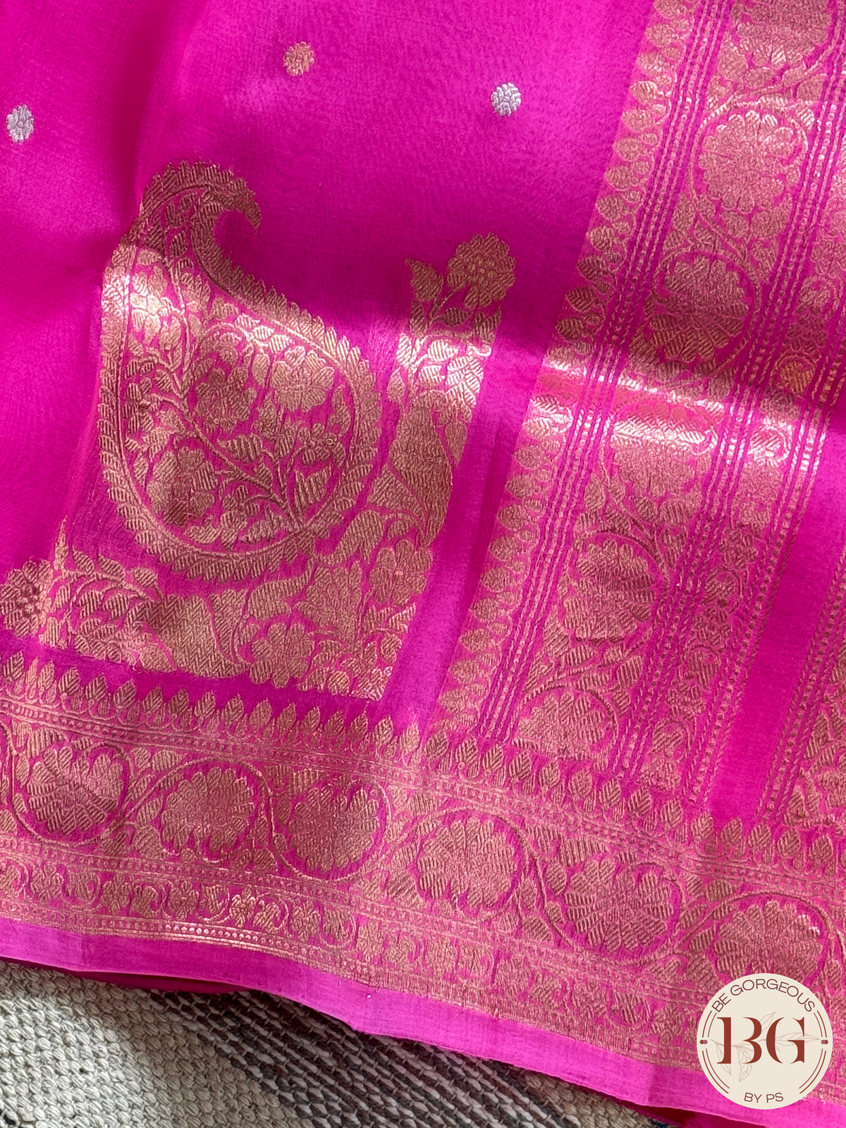 Banarasi Handloom Kora Organza Silk Saree - Silk mark certfied - Pink