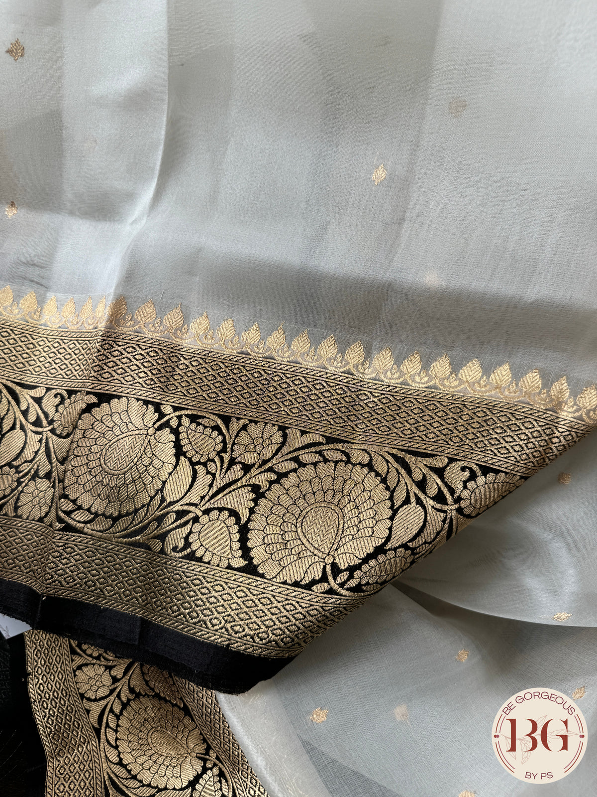 Banarasi Handloom Kora Organza Silk Saree - Silk mark certfied - cream