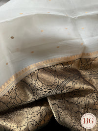 Banarasi Handloom Kora Organza Silk Saree - Silk mark certfied - cream