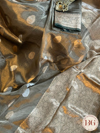 Banarasi Tissue silk mark certified saree with lace - Green