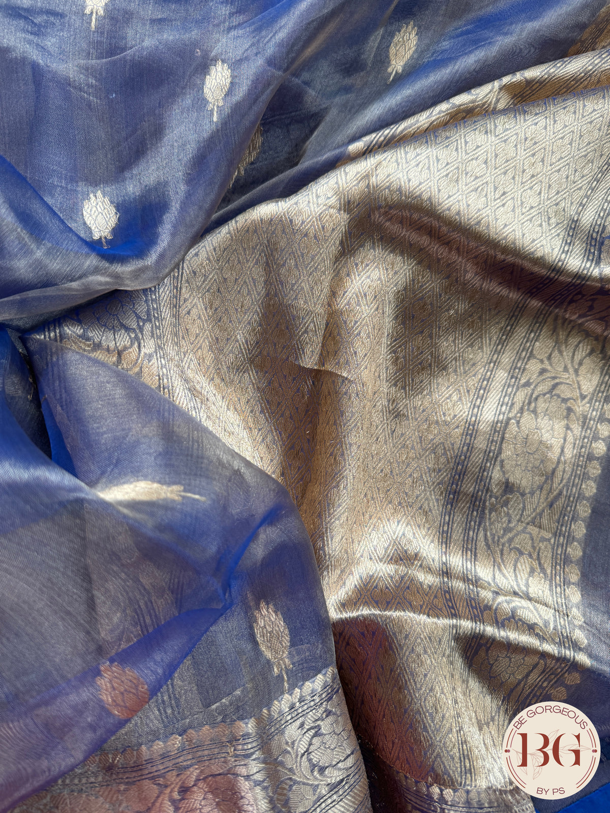 Banarasi Tissue silk mark certified saree with lace - Blue