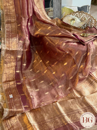 Banarasi Tissue silk mark certified saree with lace - Peach