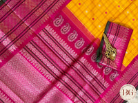 Gadwal handloom pure silk saree - yellow and pink