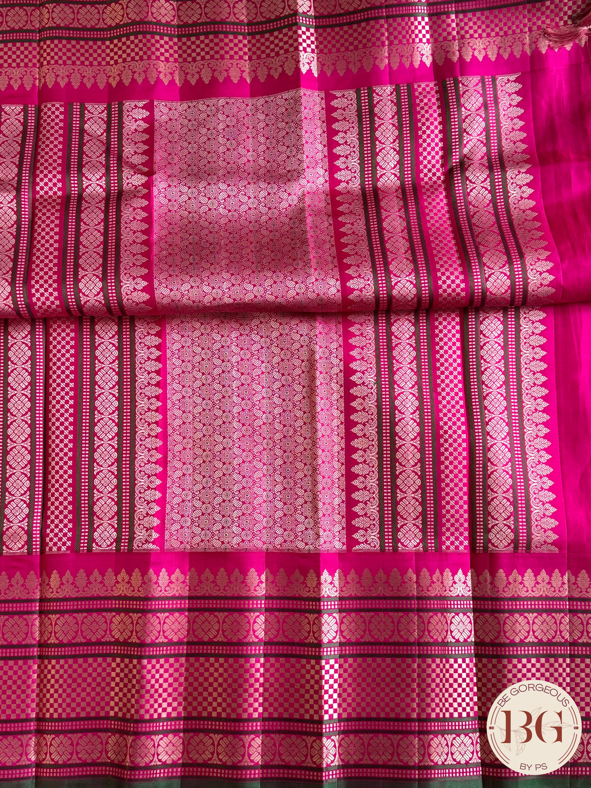 Gadwal handloom pure silk saree - yellow and pink