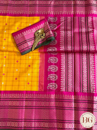 Gadwal handloom pure silk saree - yellow and pink