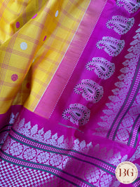 Gadwal handloom pure silk saree - yellow and pink