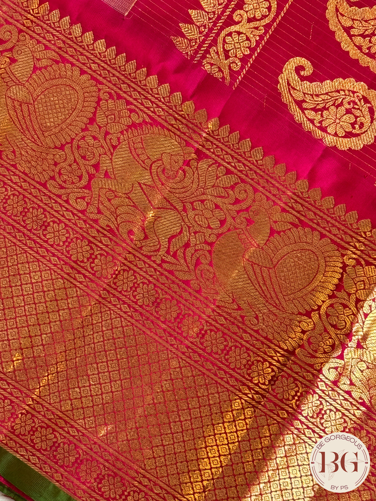 Gadwal handloom pure silk saree - lavender with pink