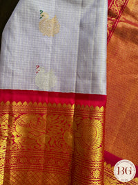 Gadwal handloom pure silk saree - lavender with pink