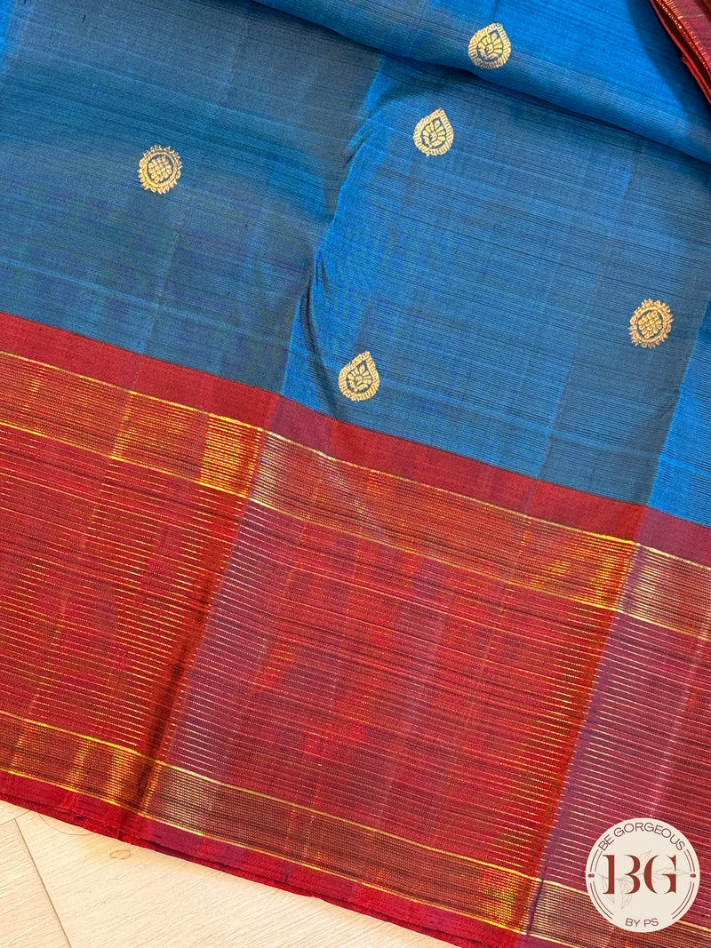 Kanjeevaram pure silk handloom saree - blue big border