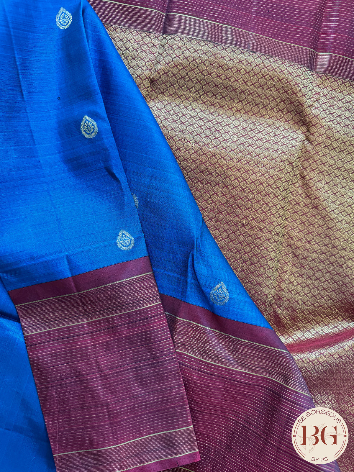 Kanjeevaram pure silk handloom saree - blue big border