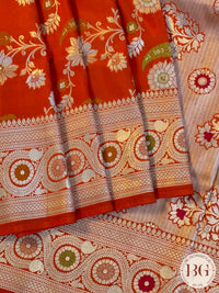 Banarasi Handloom Katan Silk Saree - Silk mark certfied - orange