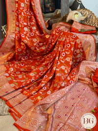 Banarasi Handloom Katan Silk Saree - Silk mark certfied - orange