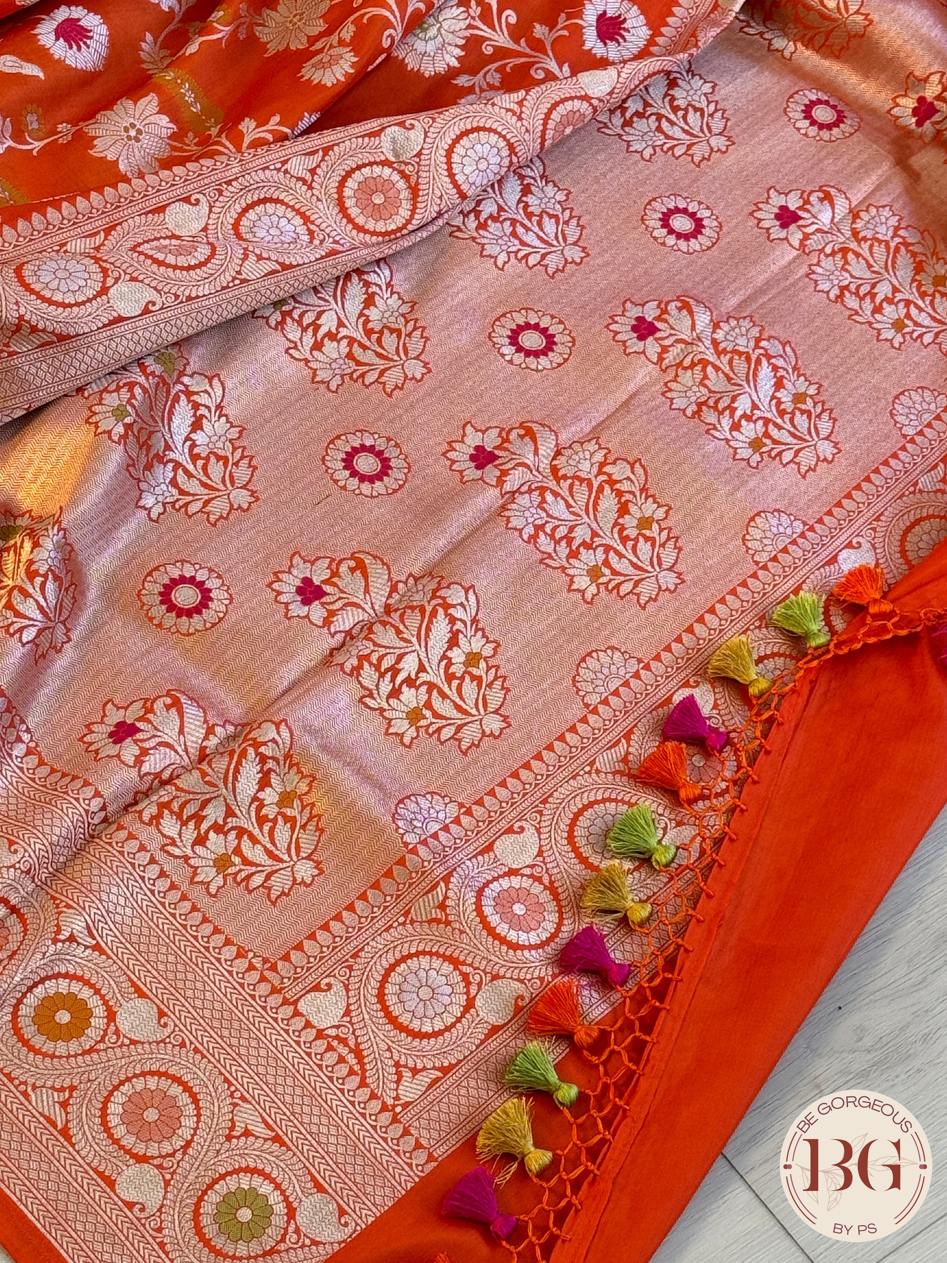 Banarasi Handloom Katan Silk Saree - Silk mark certfied - orange