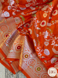 Banarasi Handloom Katan Silk Saree - Silk mark certfied - orange