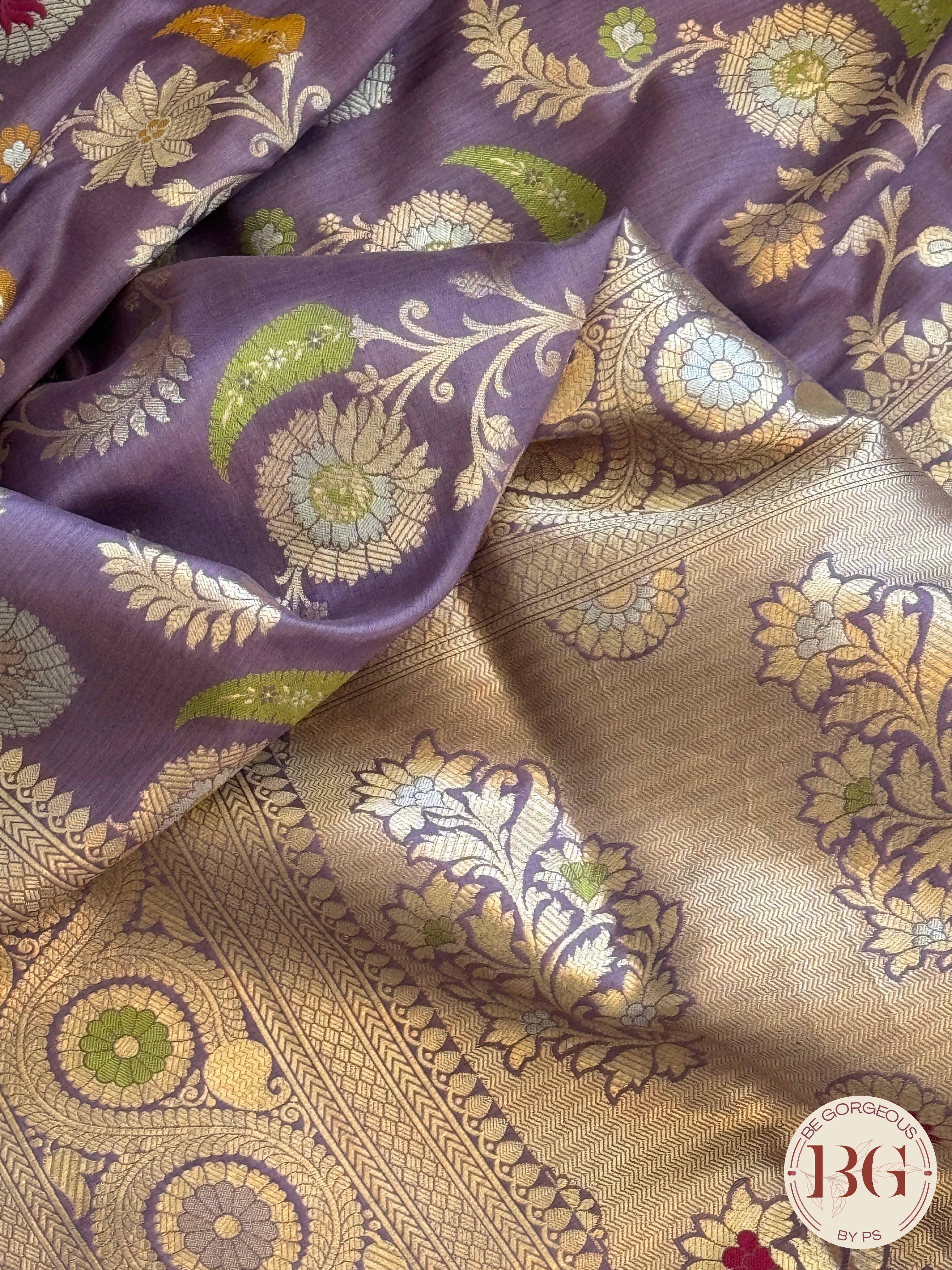 Banarasi Handloom Katan Silk Saree - Silk mark certfied - purple