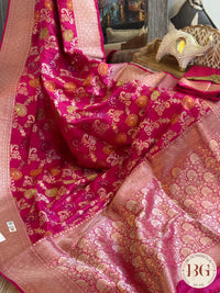 Banarasi Handloom Katan Silk Saree - Silk mark certfied - rani pink