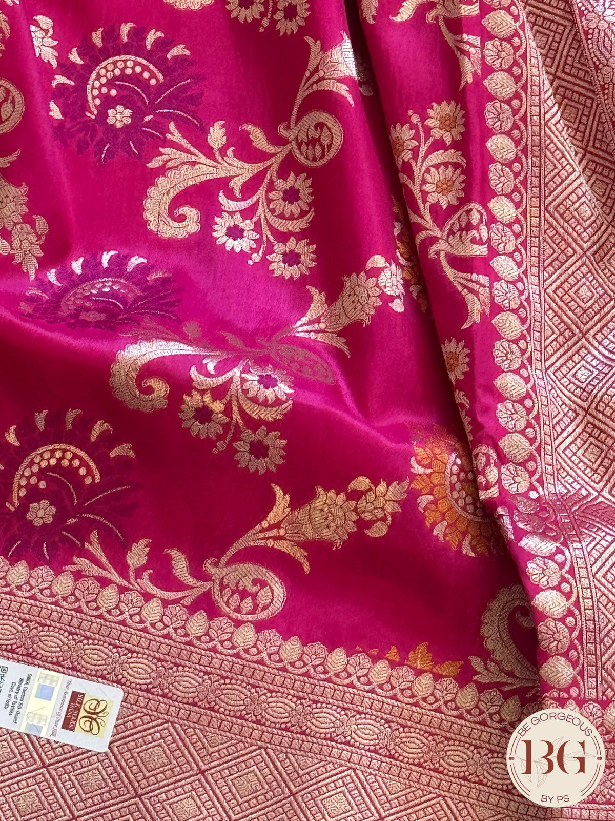 Banarasi Handloom Katan Silk Saree - Silk mark certfied - rani pink