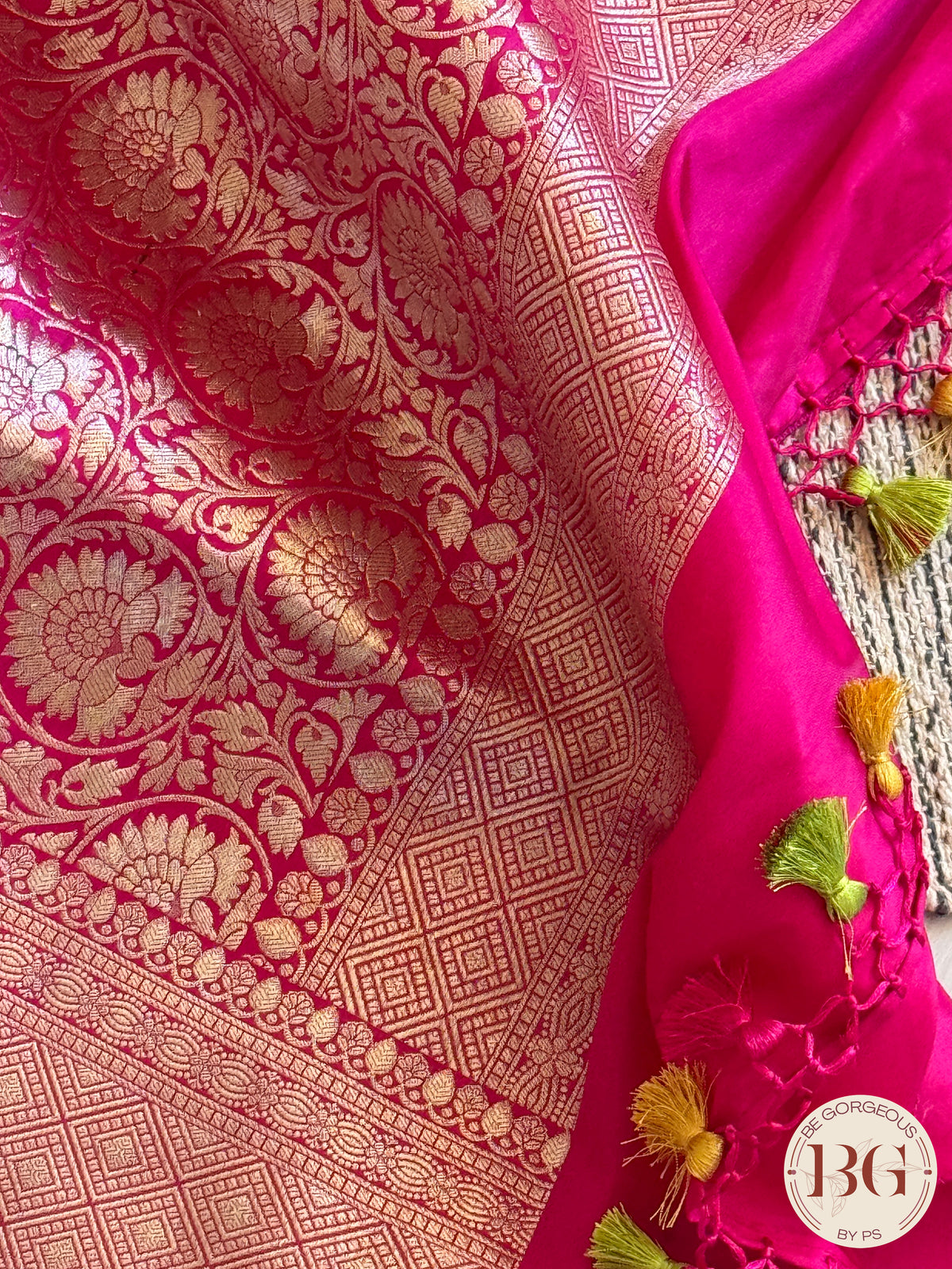 Banarasi Handloom Katan Silk Saree - Silk mark certfied - rani pink