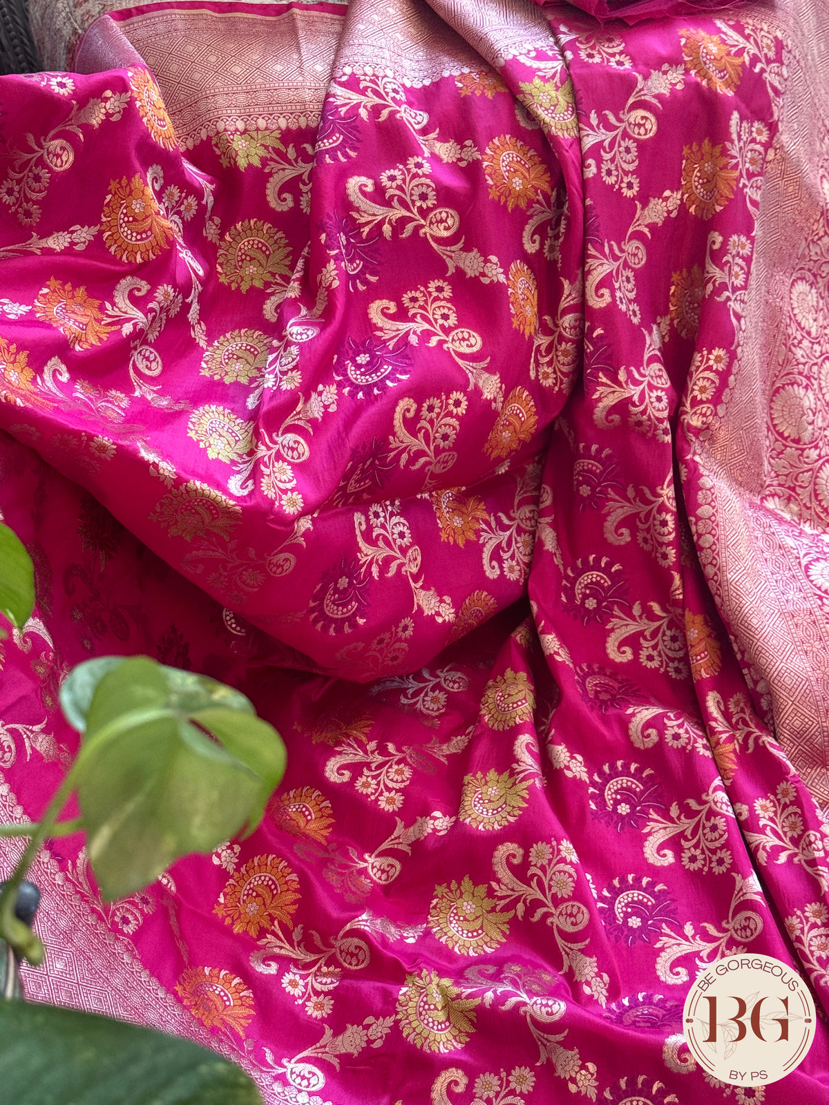 Banarasi Handloom Katan Silk Saree - Silk mark certfied - rani pink