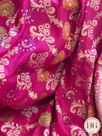 Banarasi Handloom Katan Silk Saree - Silk mark certfied - rani pink