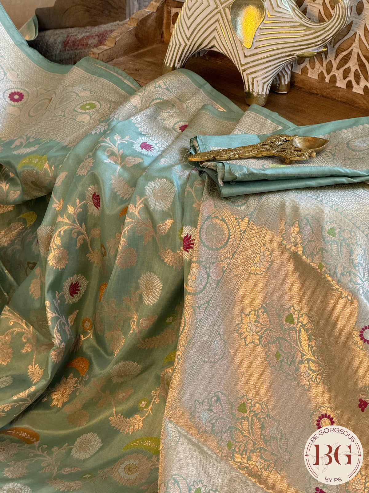 Banarasi Handloom Katan Silk Saree - Silk mark certfied - pastel green