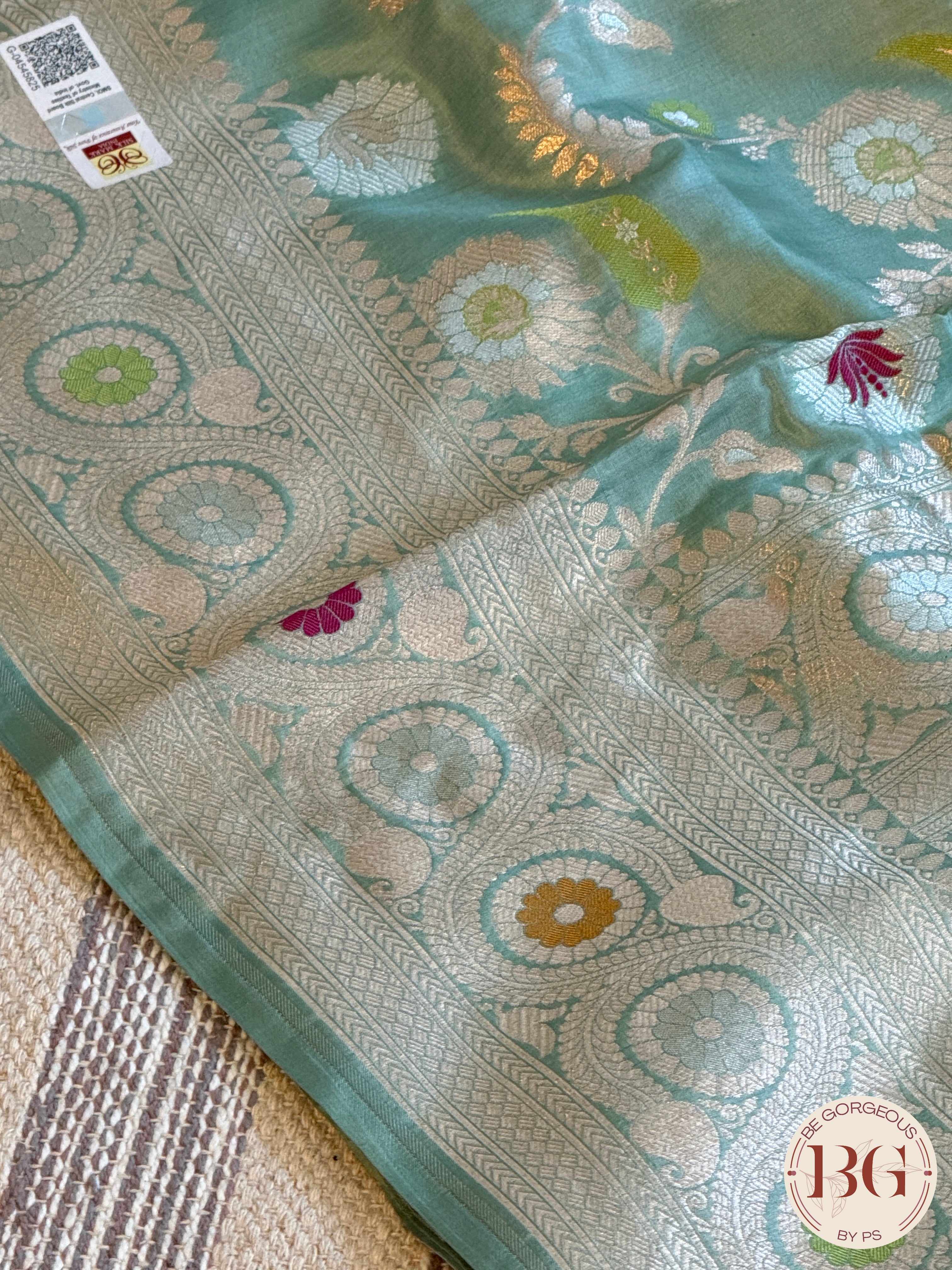 Banarasi Handloom Katan Silk Saree - Silk mark certfied - pastel green