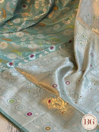 Banarasi Handloom Katan Silk Saree - Silk mark certfied - pastel green