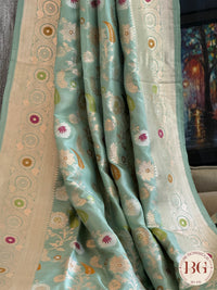 Banarasi Handloom Katan Silk Saree - Silk mark certfied - pastel green