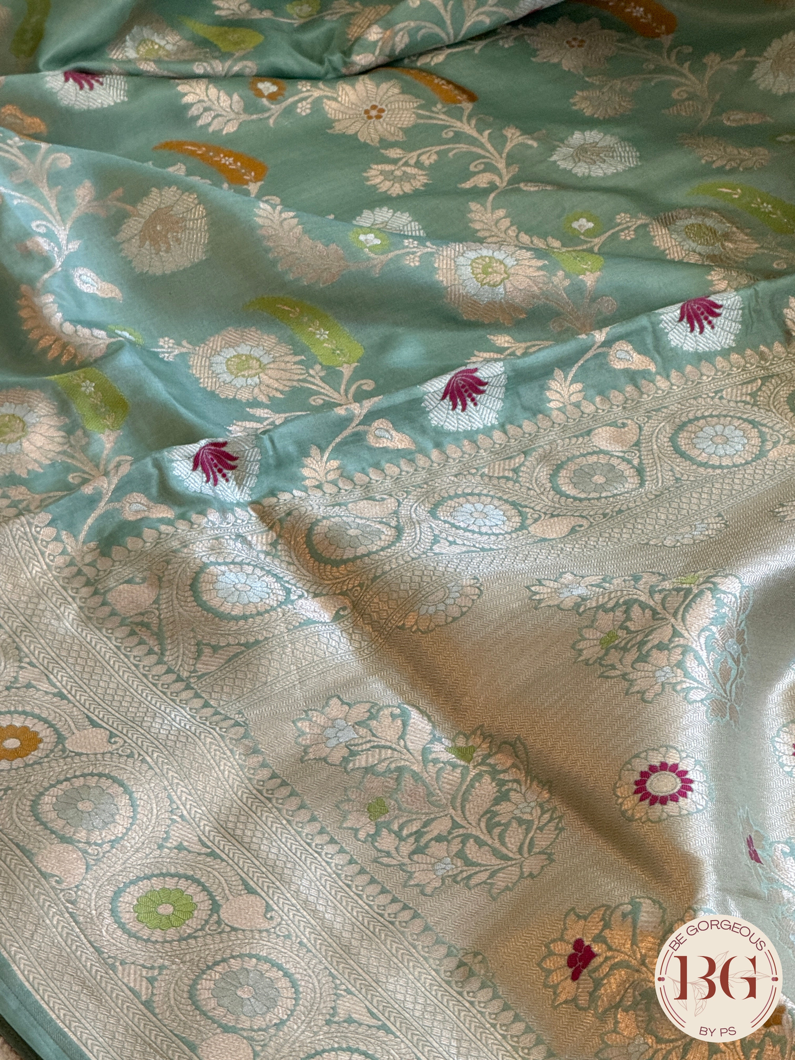 Banarasi Handloom Katan Silk Saree - Silk mark certfied - pastel green