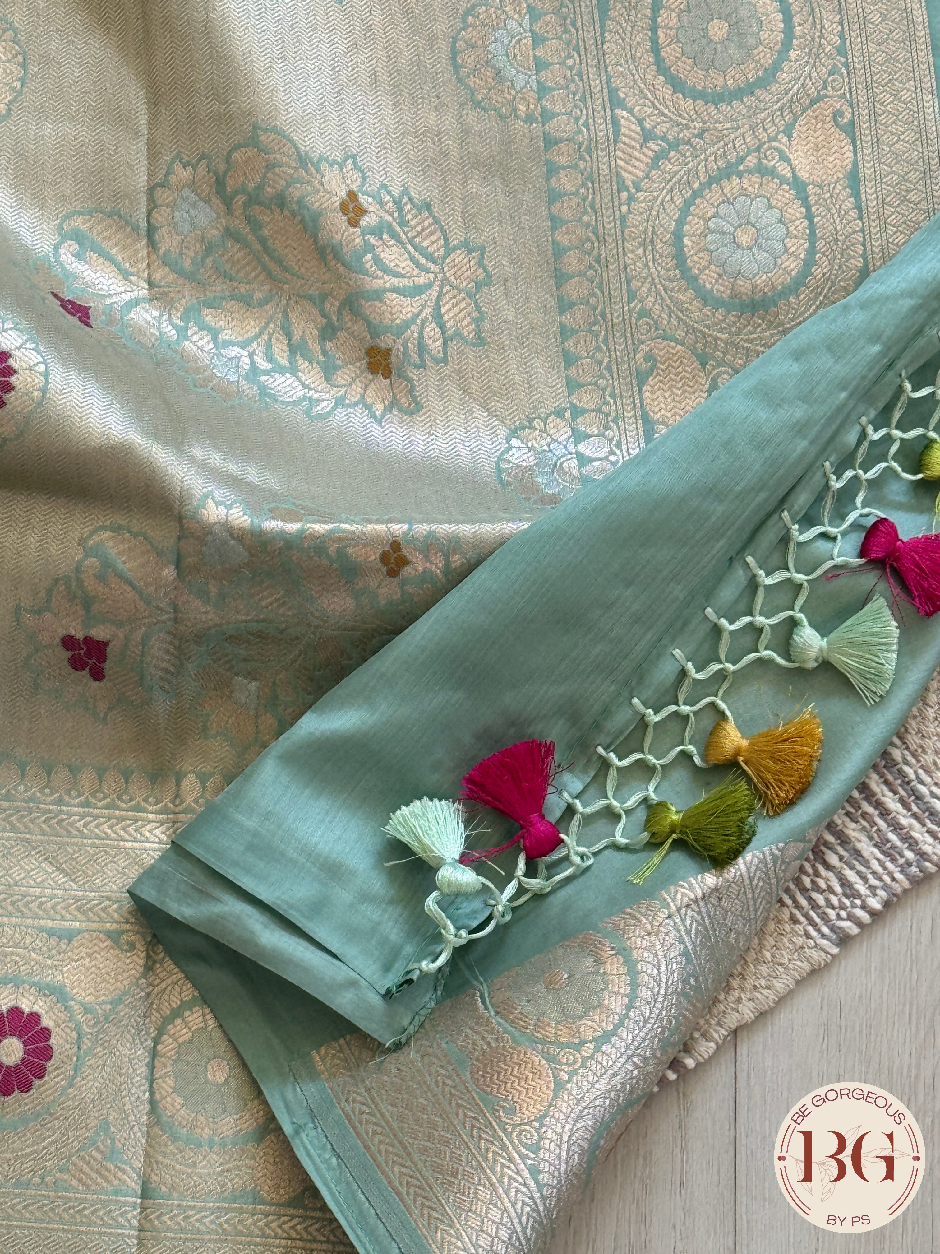 Banarasi Handloom Katan Silk Saree - Silk mark certfied - pastel green