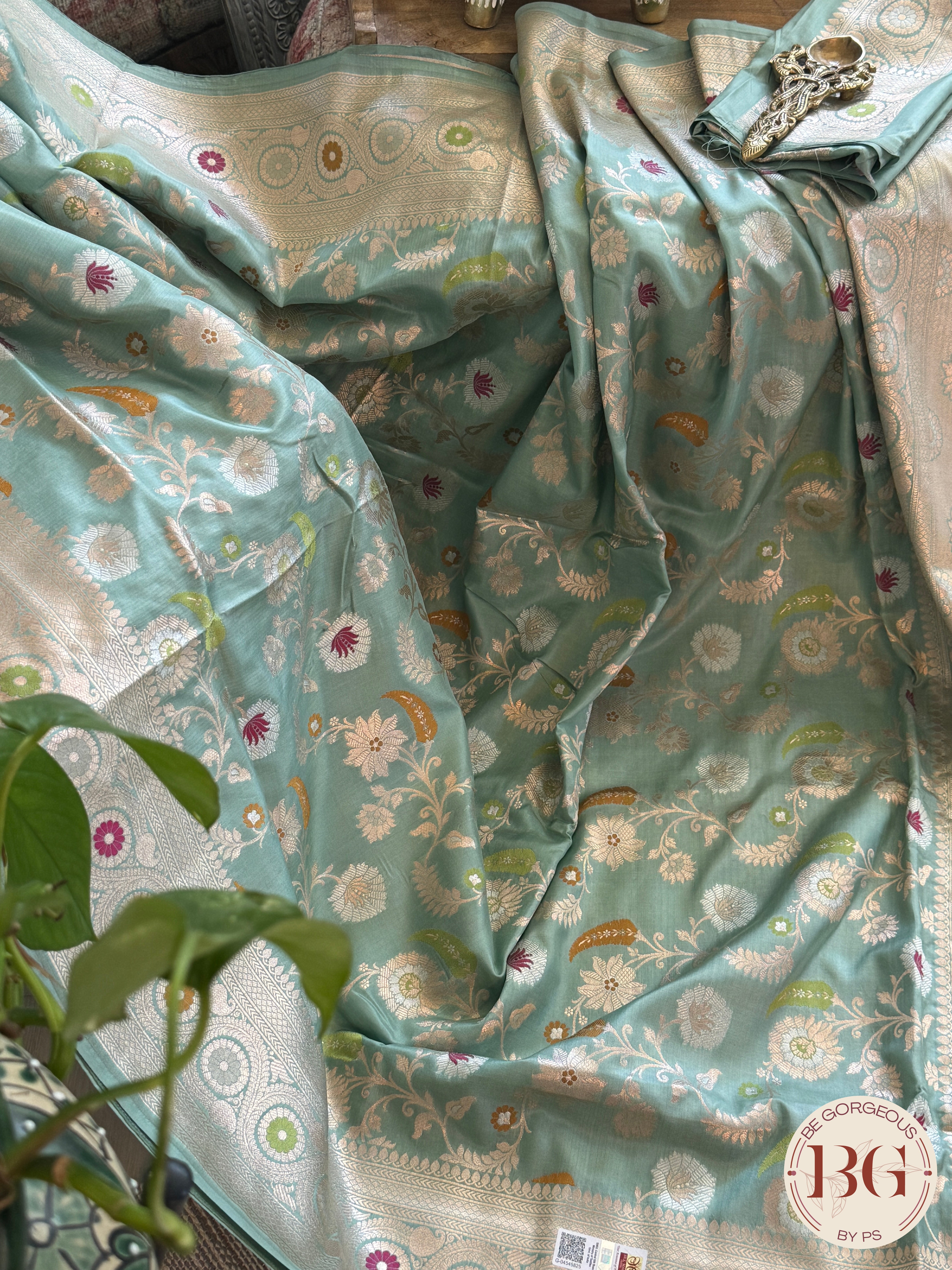 Banarasi Handloom Katan Silk Saree - Silk mark certfied - pastel green