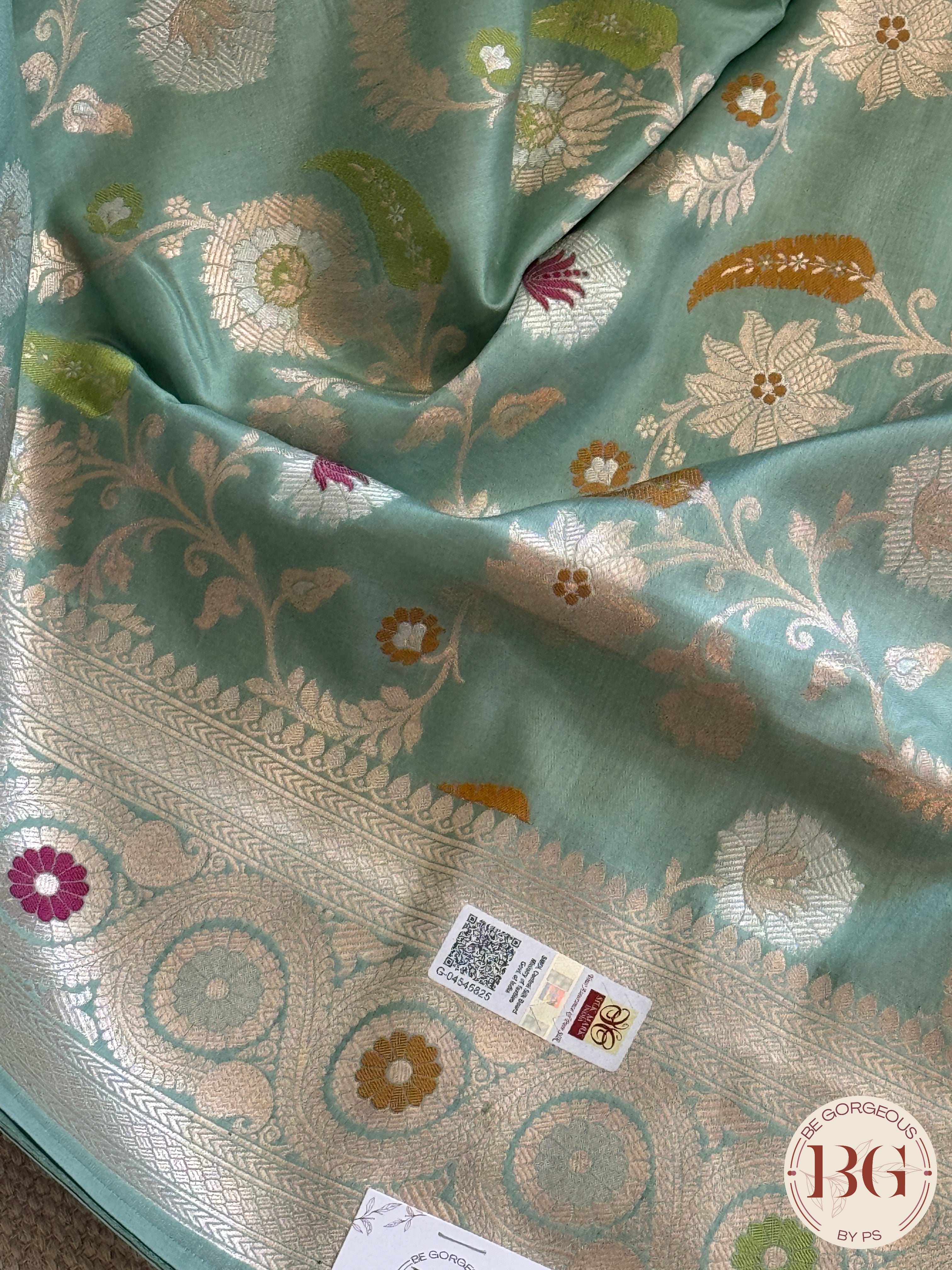 Banarasi Handloom Katan Silk Saree - Silk mark certfied - pastel green