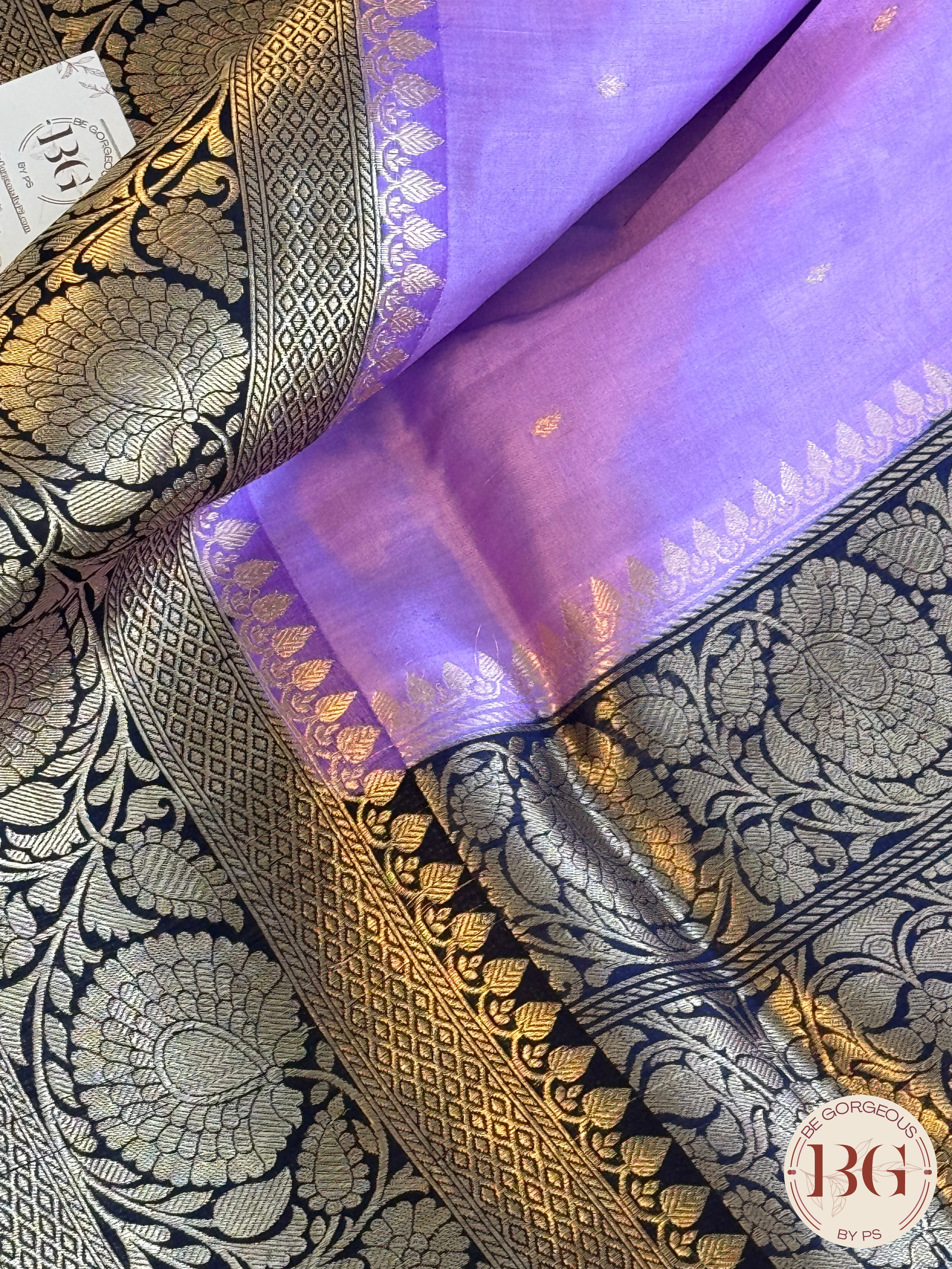 Banarasi silk raw mango katan silk saree silk mark certified - Purple