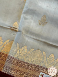 Banarasi silk raw mango katan silk saree silk mark certfied - Cream