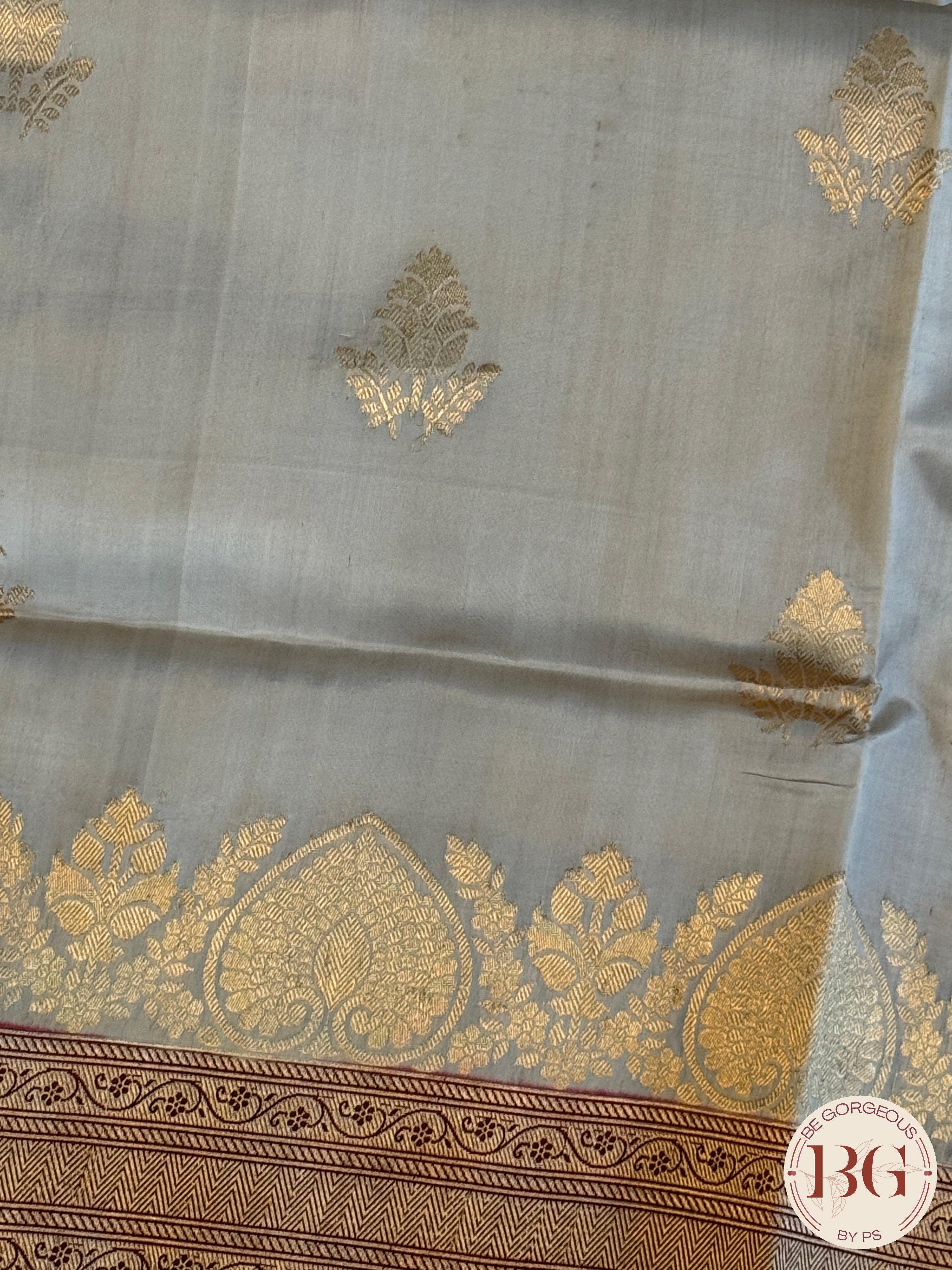 Banarasi silk raw mango katan silk saree silk mark certfied - Cream