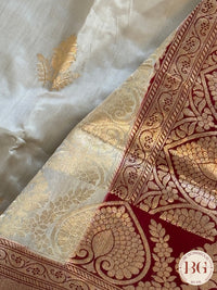 Banarasi silk raw mango katan silk saree silk mark certfied - Cream