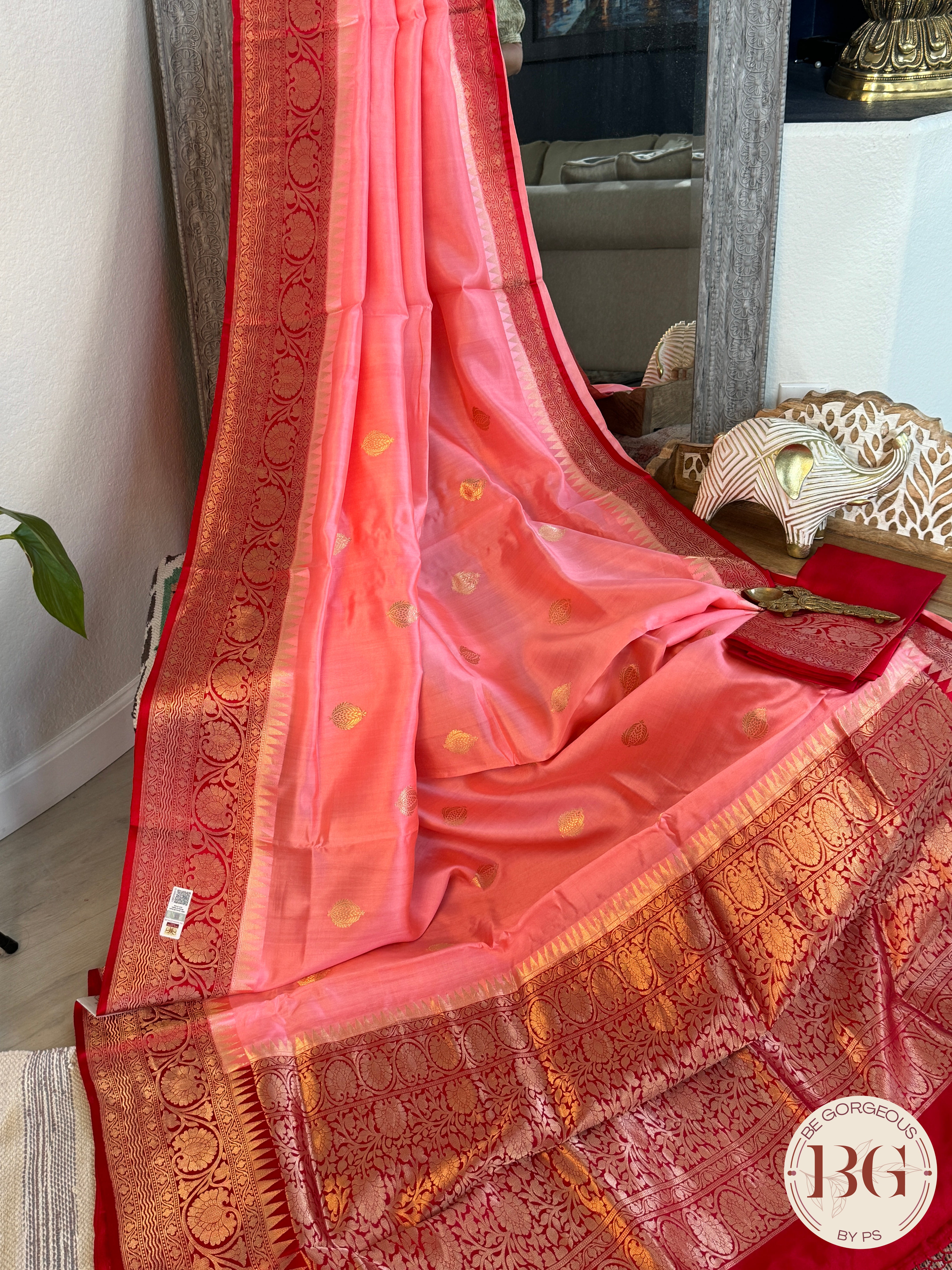 Banarasi silk raw mango katan silk saree silk mark certfied - Pink