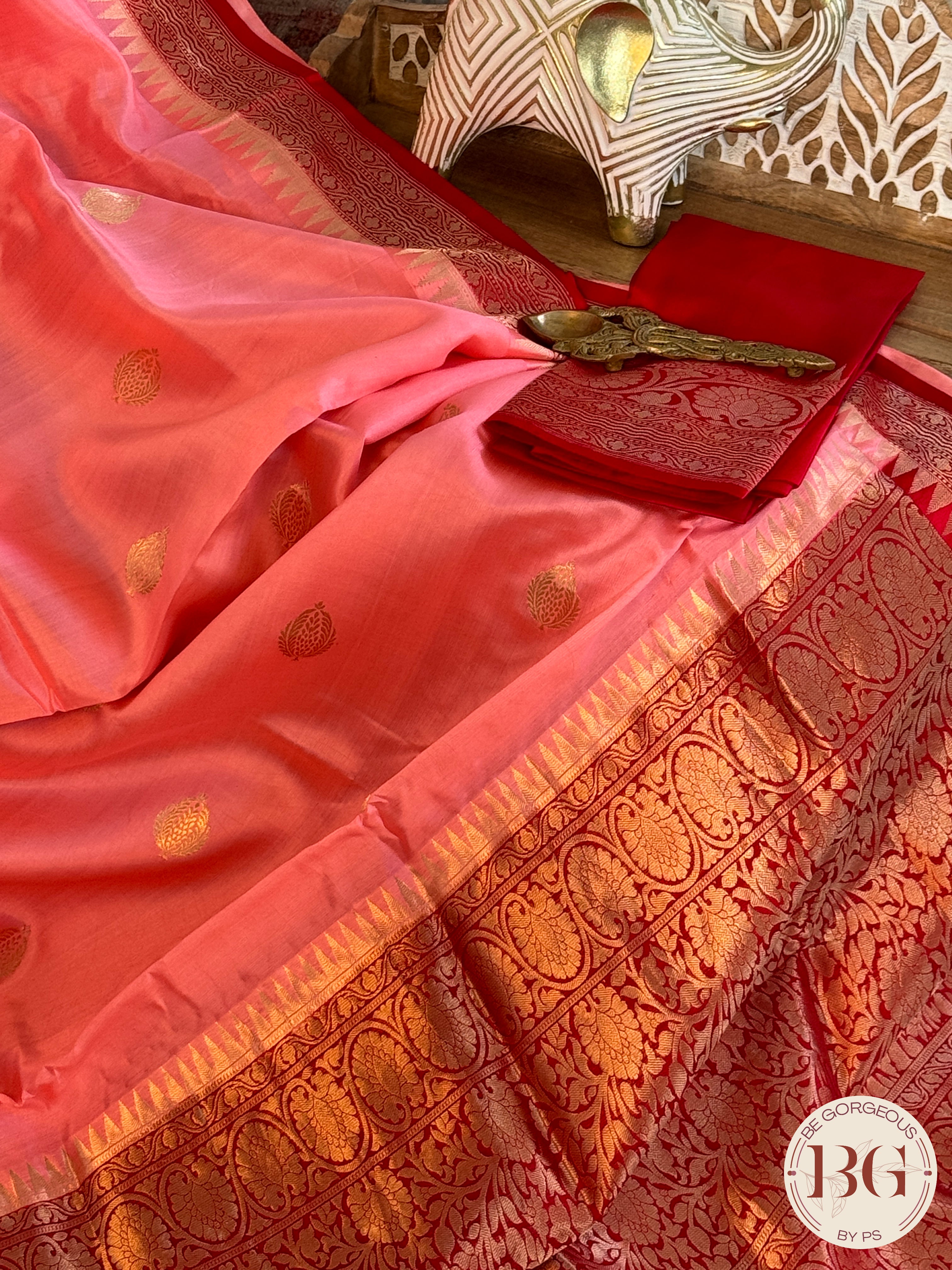 Banarasi silk raw mango katan silk saree silk mark certfied - Pink