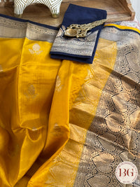 Banarasi silk raw mango katan silk saree silk mark certfied - Yellow