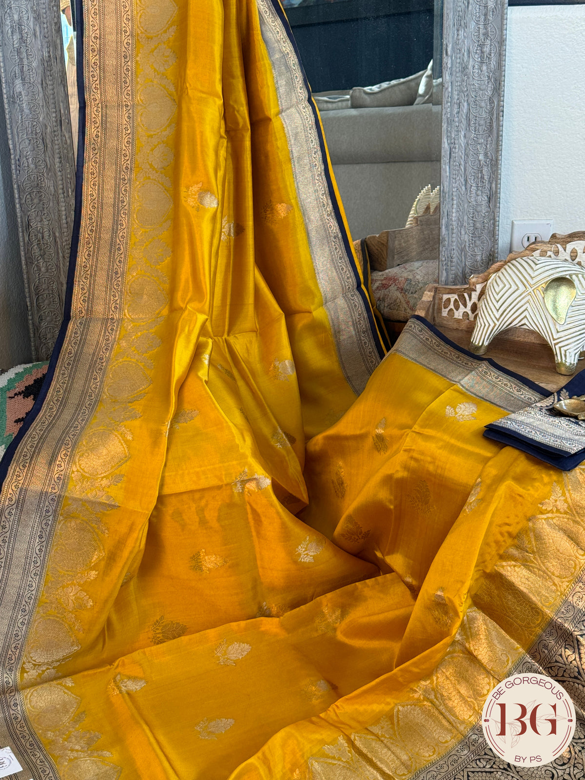Banarasi silk raw mango katan silk saree silk mark certfied - Yellow